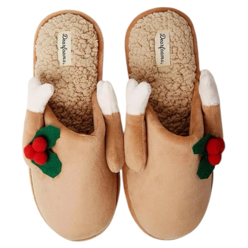 Dearfoams Men's Size M 9-10 Turkey Scuff Slippers Holiday Thanksgiving Winter